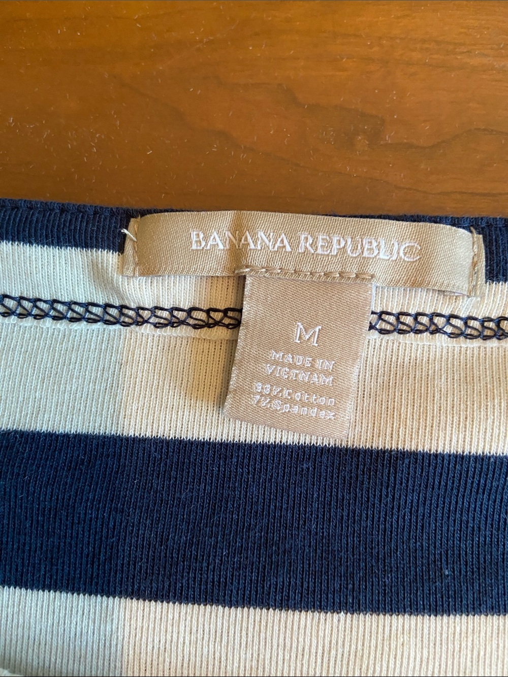 Banana Republic Navy & White Striped Long-Sleeve Tee. Mostly Cotton. - Picture 3 of 4
